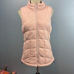 Marc New York Cotton Blend Pink Puffer Vest Zip Up High Neck Large Fitted Ballet